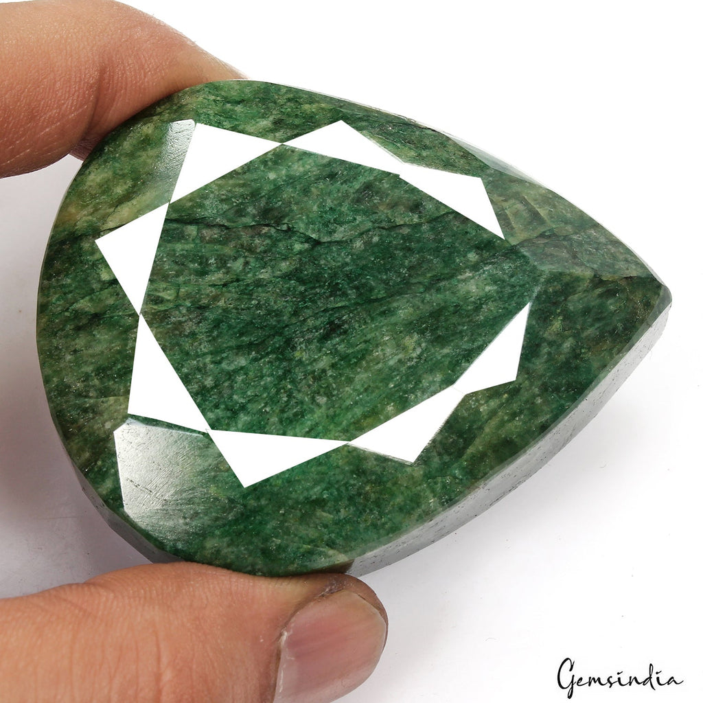 830 Ct Natural Green Zambian Emerald Pear Cut Faceted Earth Mined Huge Size Gems
