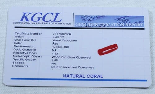 Coral Loose Gemstone, Untreated, Red — 13x5x4 mm, 2.40 Ct