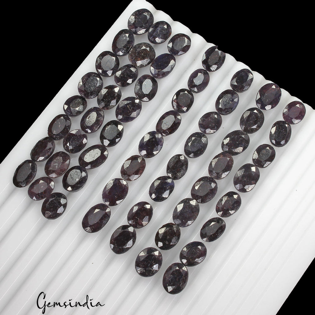 350 Ct/54 Pcs Natural African Dark Blue Sapphire Oval Faceted Loose Cut Gems Lot