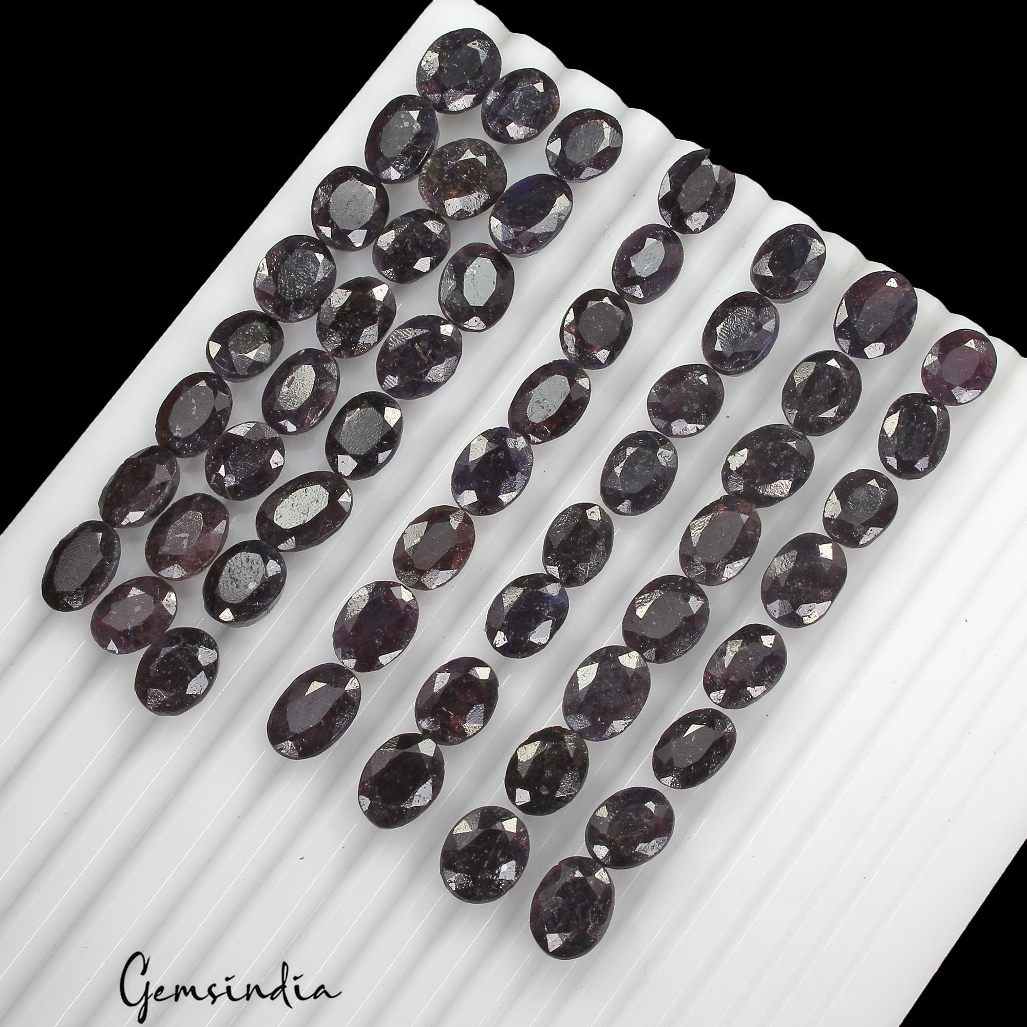 350 Ct/54 Pcs Natural African Dark Blue Sapphire Oval Faceted Loose Cut Gems Lot