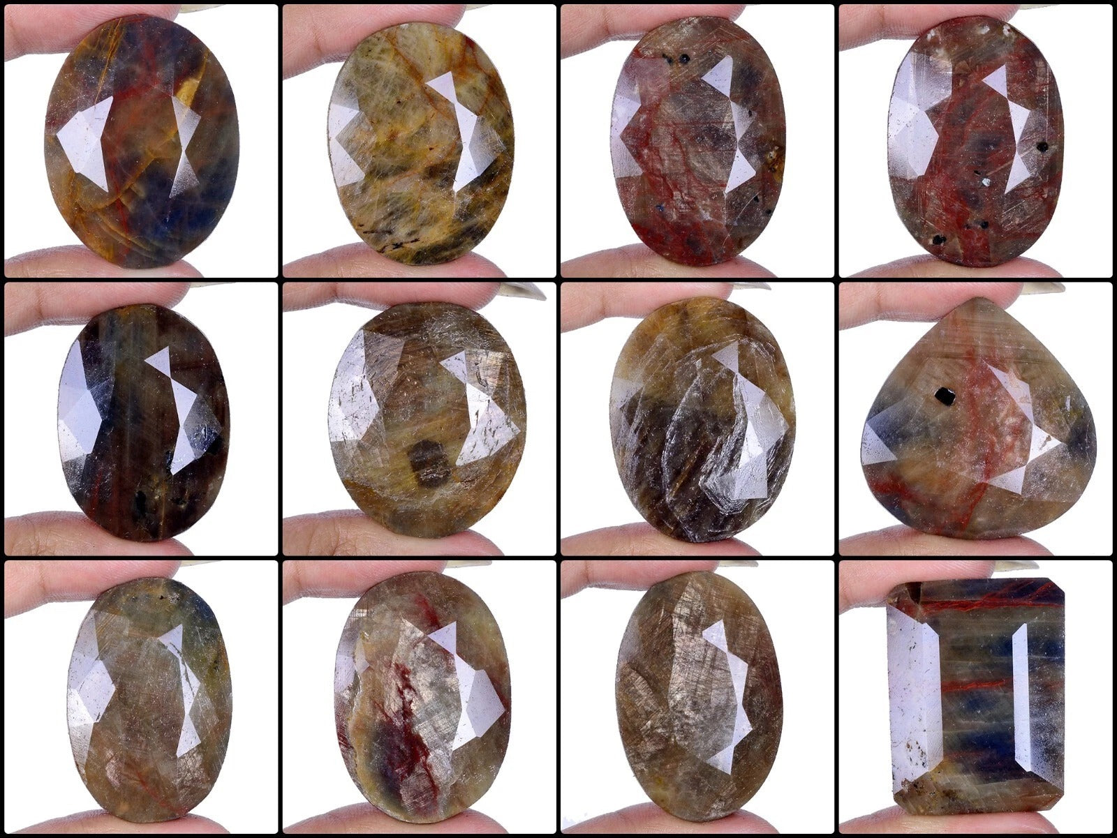 Sapphire Lot, Loose Gemstone, Oval Pear Octagon Faceted Cut, Untreated — 12 Pieces, 35mm to 45mm, 2000 Ct, Madagascar