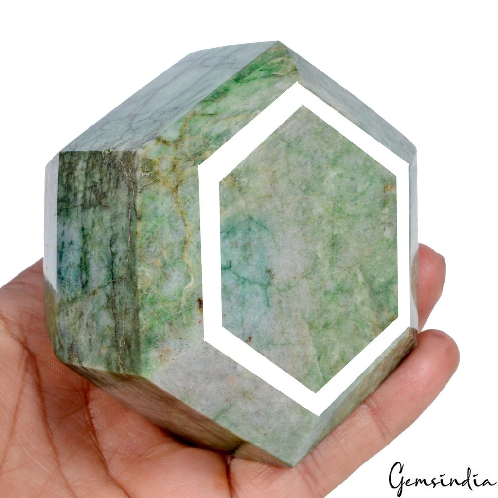 675 Gram Natural Green Emerald Hexagon Cut Faceted Earth Mined Loose Gemstone