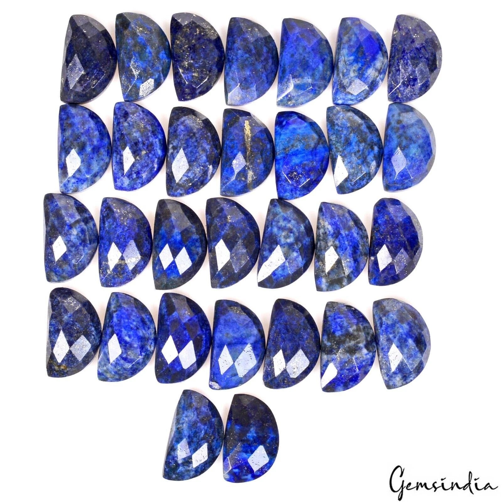 30 Pcs Natural Lapis Lazuli 22x13mm Calibrated Loose D Checker Cut Gemstones Lot