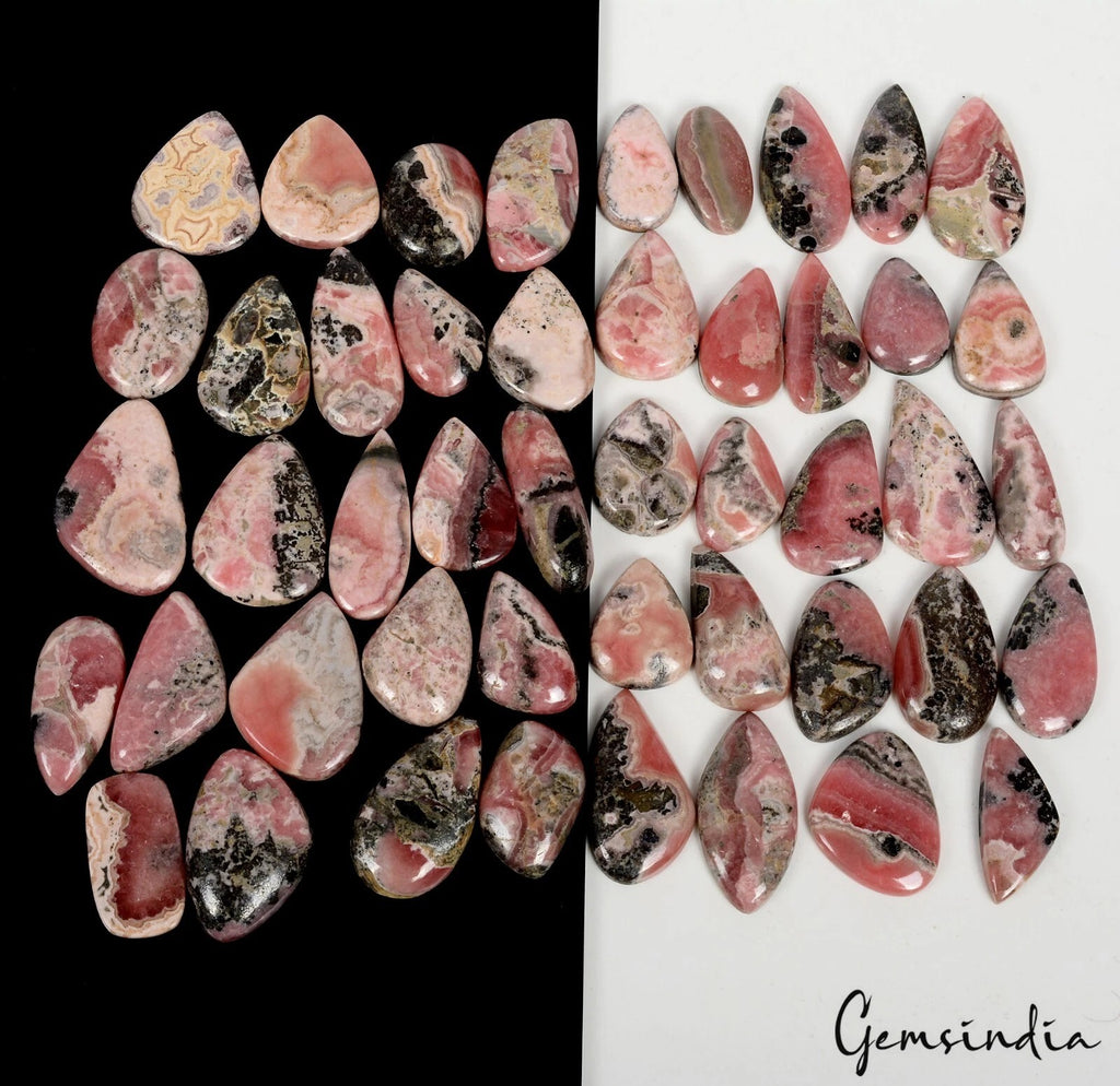 Rhodochrosite Lot, Cabochon, Oval, Pear,Fancy Cabochon, Untreated — 47 Pieces, 23mm to 37mm, 1500 Ct