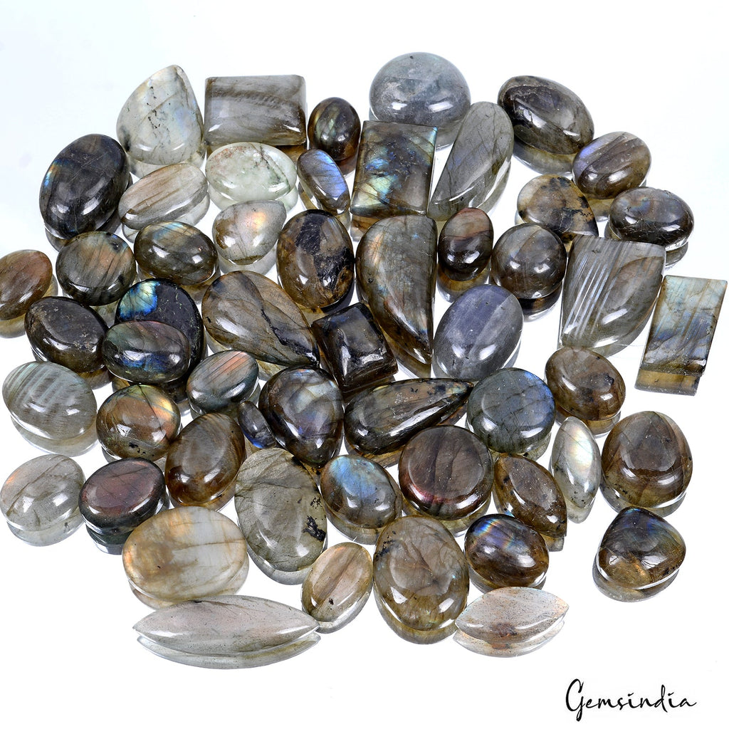 650 Ct Natural Untreated Blue Shine Labradorite Mix Cabochon Loose Gemstone Lot