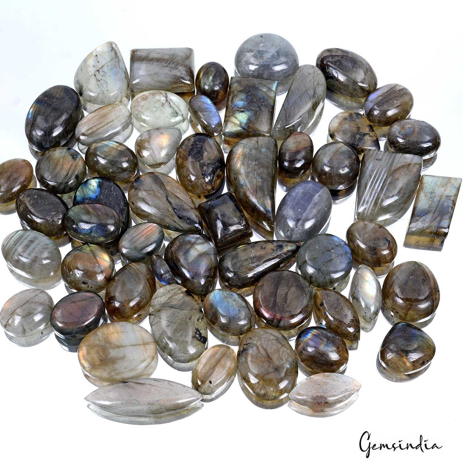 650 Ct Natural Untreated Blue Shine Labradorite Mix Cabochon Loose Gemstone Lot
