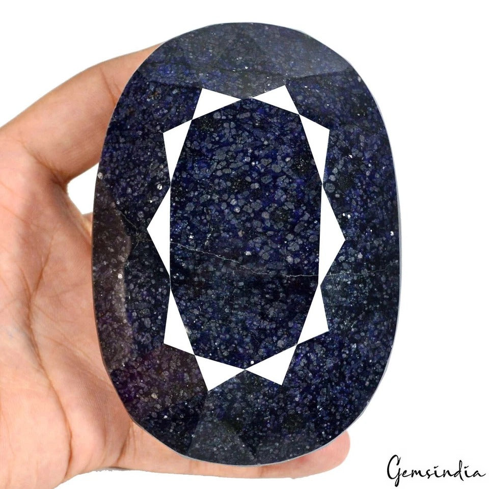 3730Ct Natural Blue Sapphire Oval Cut Loose Earth mined Huge Museum use Gemstone