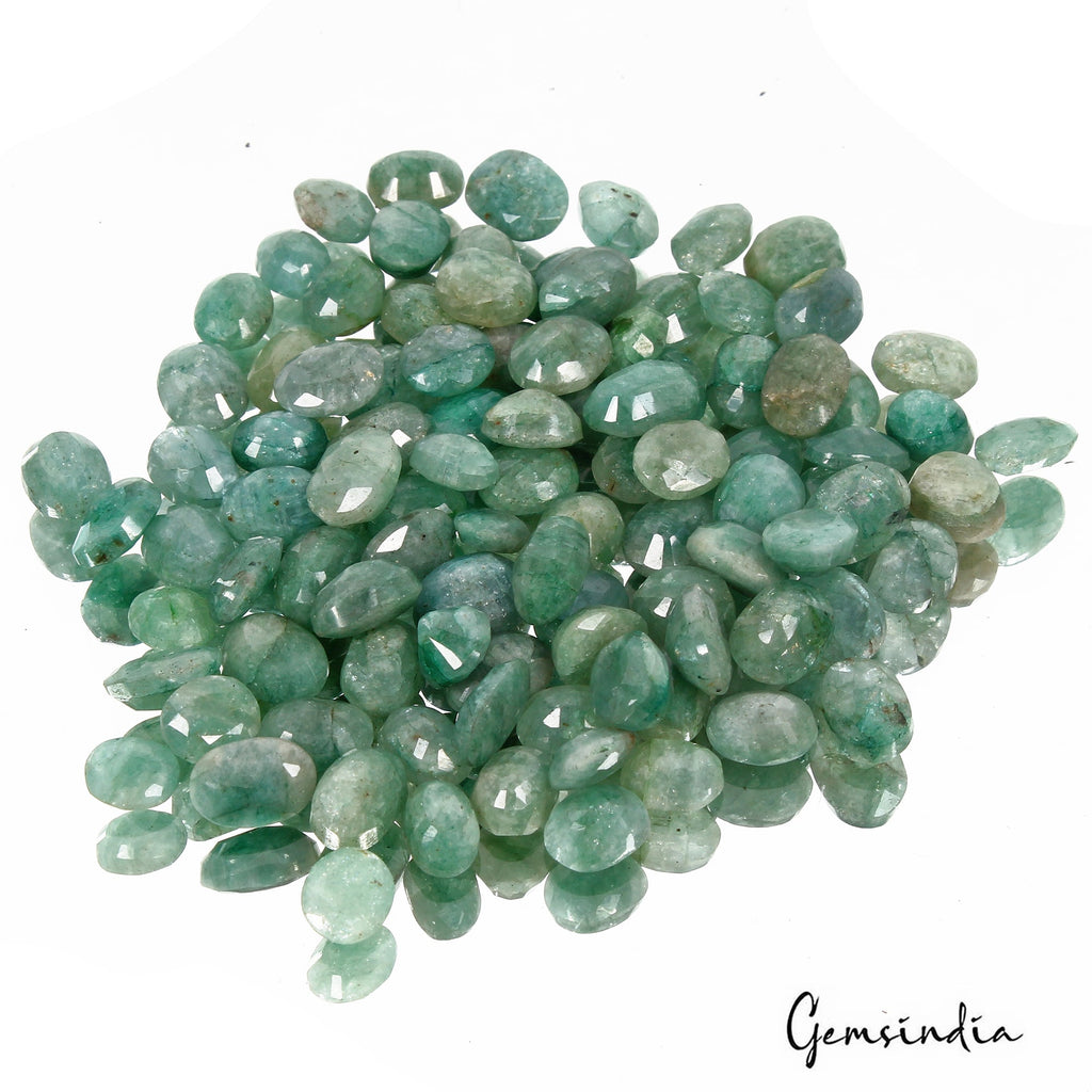 Certified 210 Cts/89 Pcs Natural Green Emerald Oval Faceted Cut Gems For Jewelry