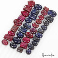 600 Cts/38 Pcs Natural Red Ruby Blue Sapphire Mix Cab Loose Gems Lot For Jewelr