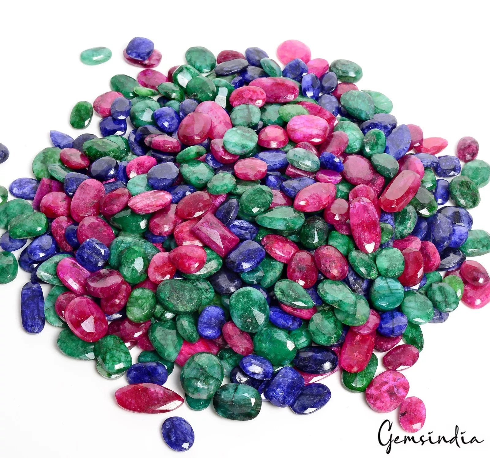 5000 Ct Natural Red Blue Green Beryl Mix Cut 14-30mm Wholesale Gemstones ~430 Pc
