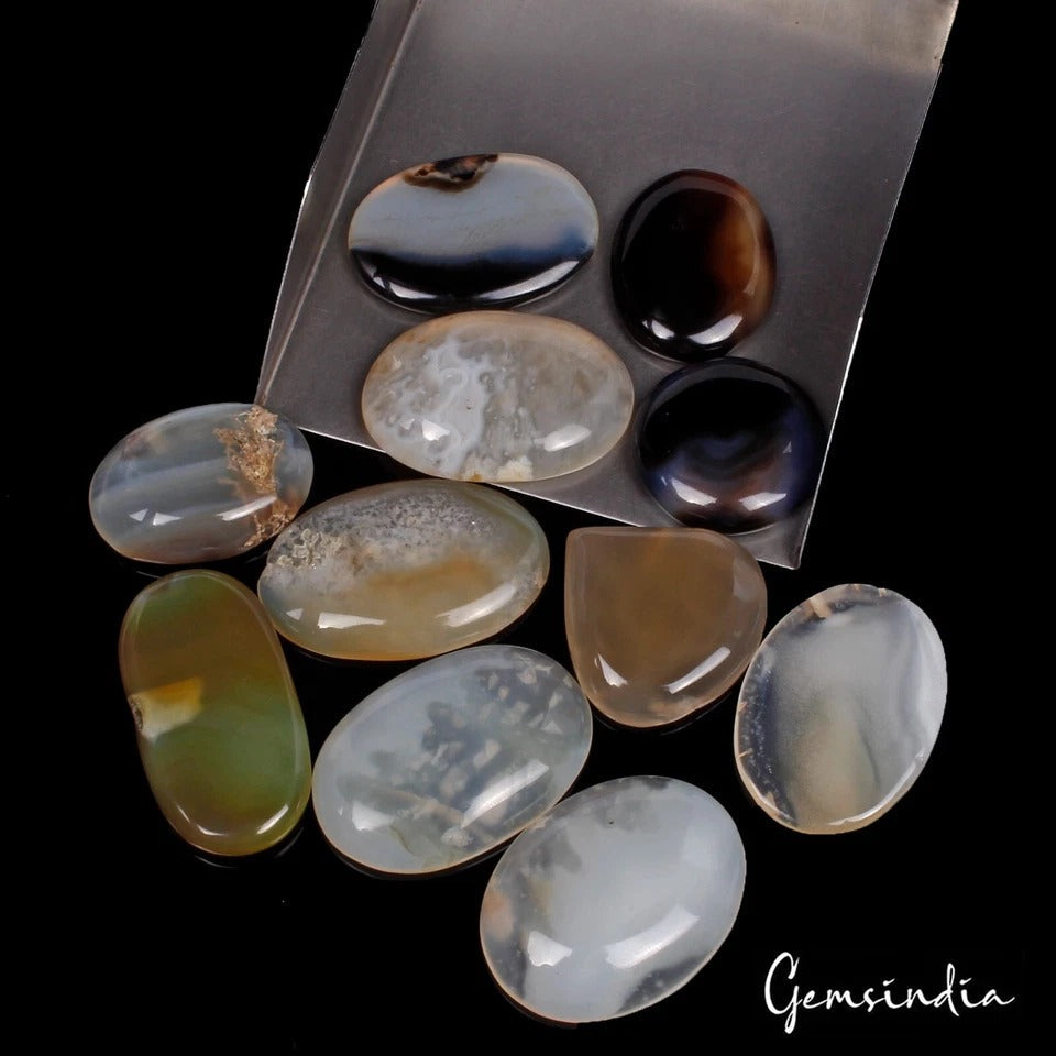 740 Ct Natural Multicolor Onyx Mix Cabochon Loose Untreated Gemstones lot~11 Pcs