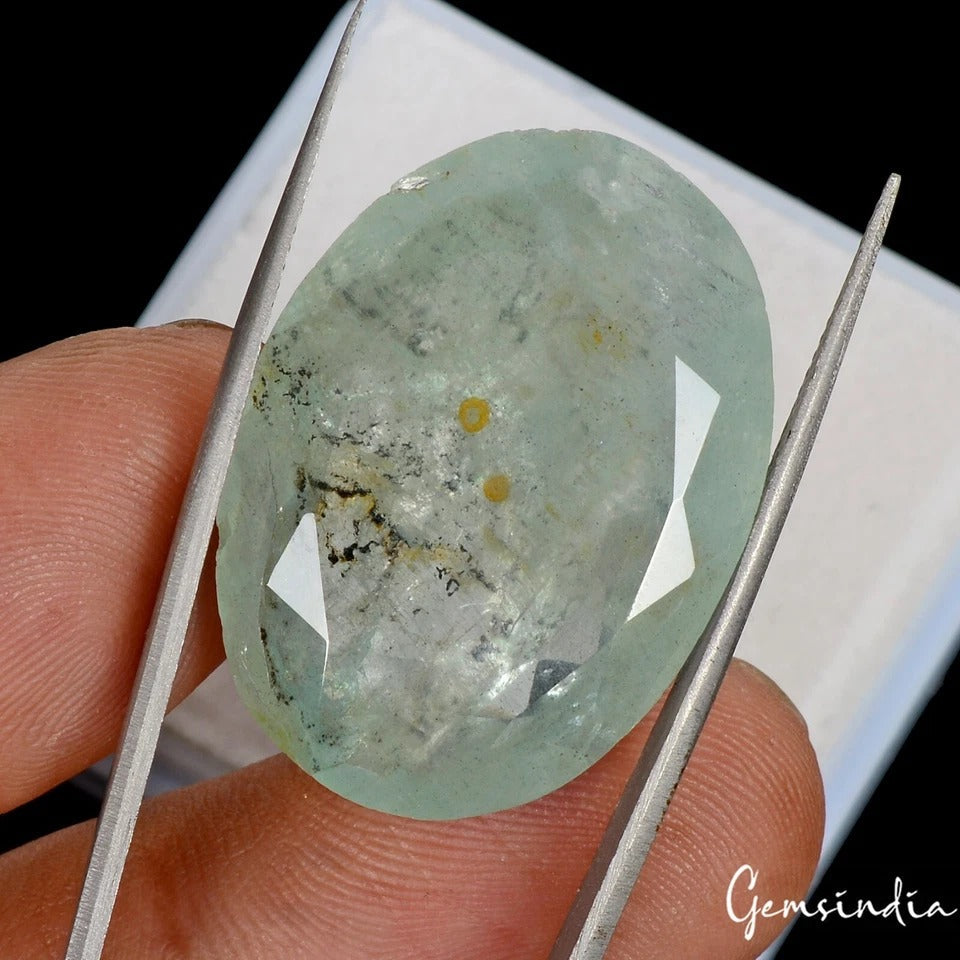 38.40 Ct Certified Natural Aquamarine 29x21mm Rare Huge Oval Cut Loose Gemstone