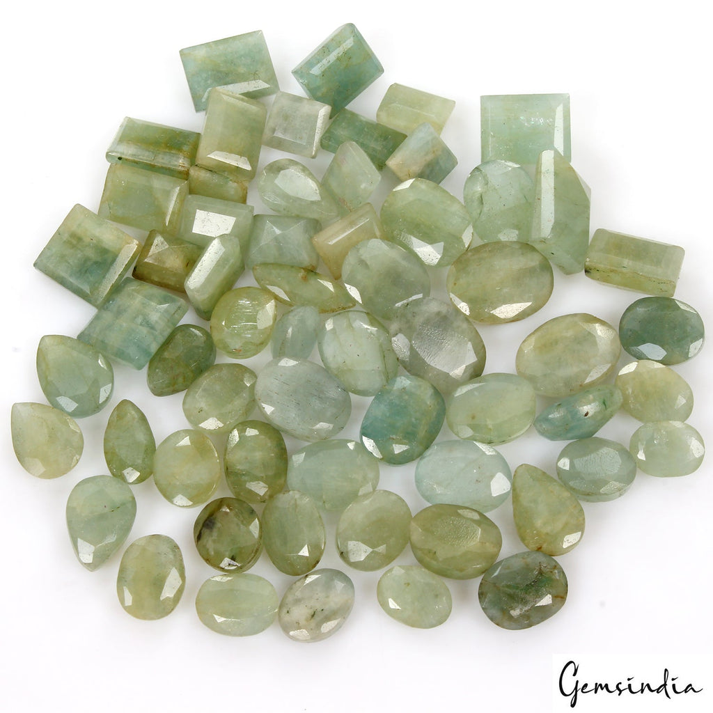60 Pcs Natural Green Aquamarine Mix Faceted 11-19mm Untreated Loose Gems 540 Ct