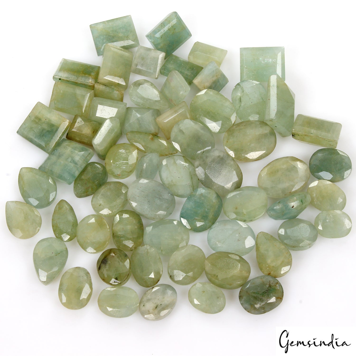 60 Pcs Natural Green Aquamarine Mix Faceted 11-19mm Untreated Loose Gems 540 Ct