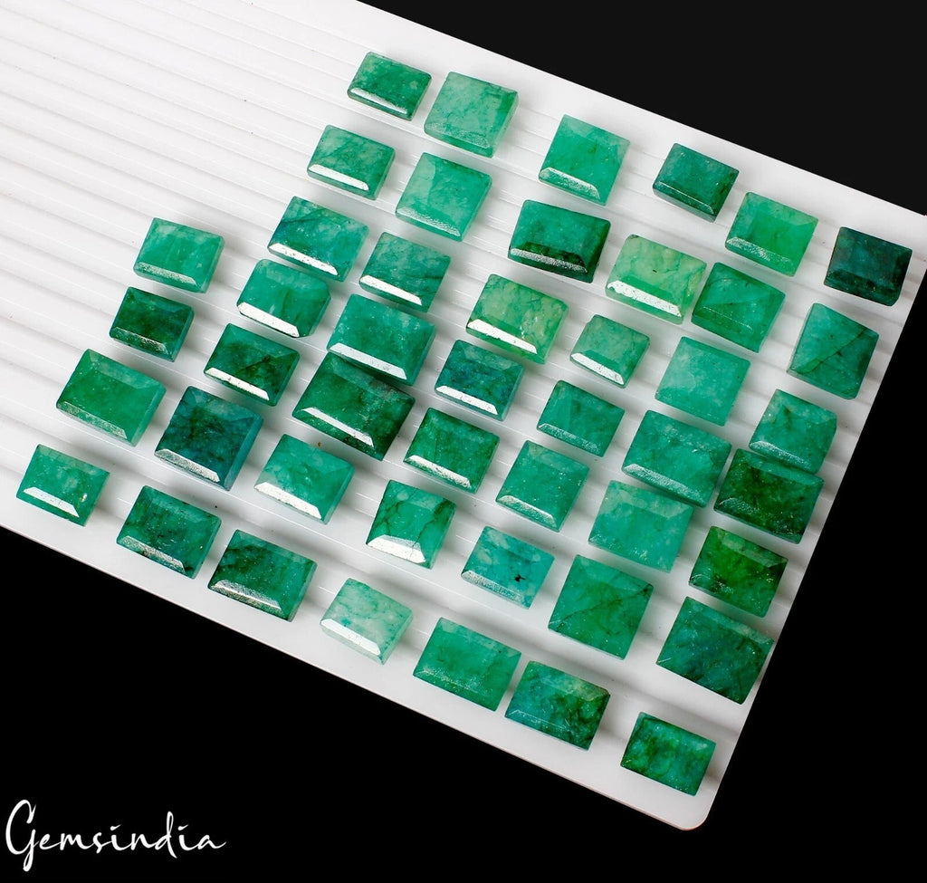 650 Ct Natural Green Emerald Baguette Cut 12-17mm Loose Gemstones Lot~  46 Pcs