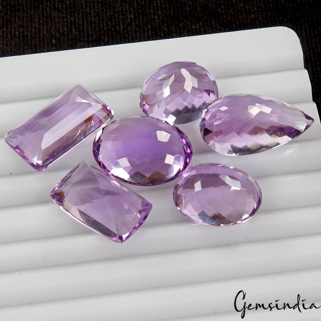 106 Ct /6 pcs Mix Shape Natural Purple Amethyst ~Unheated, Brazil Certified Gems