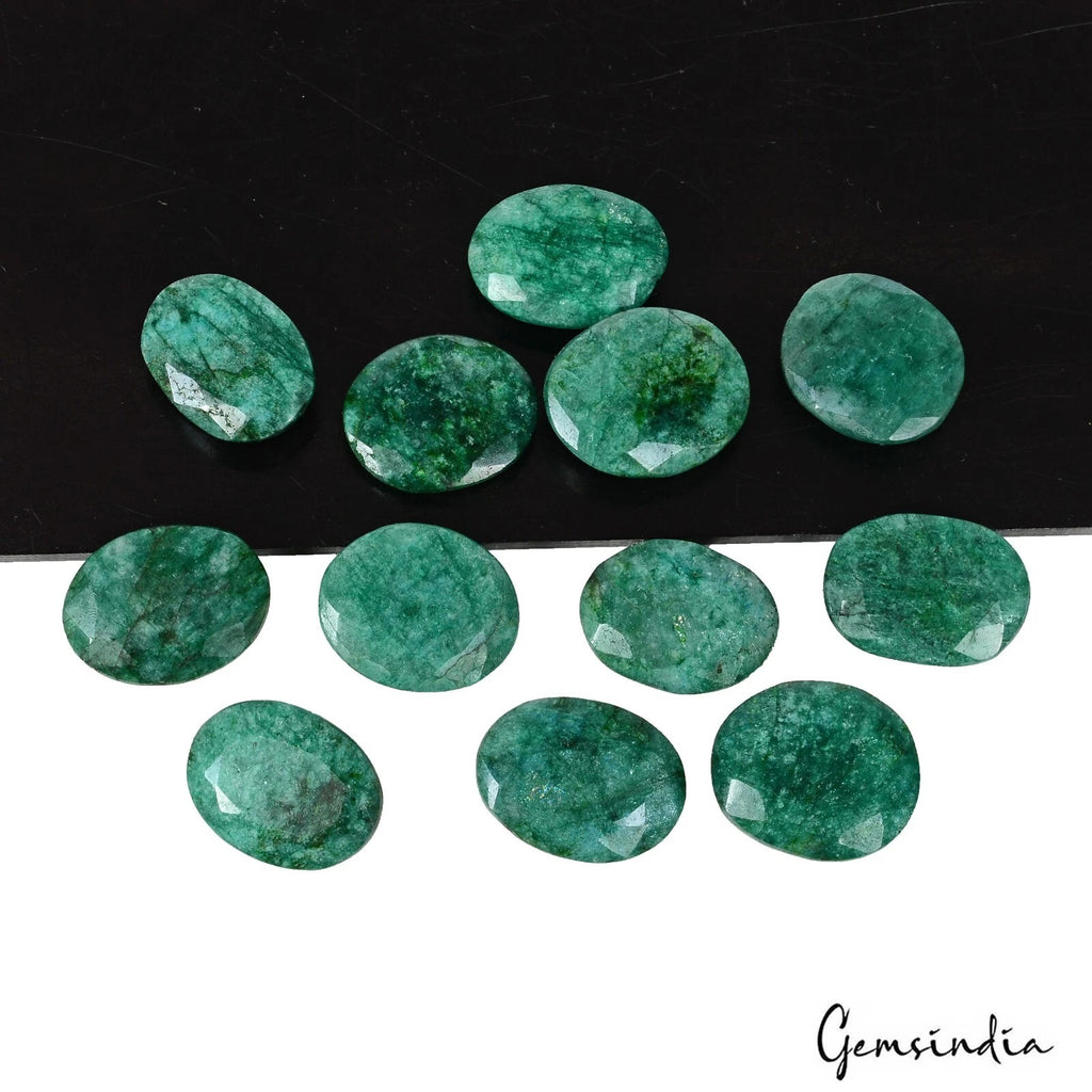 Emerald Lot, Loose Gemstone, Color Enhanced, Green — 12 Pieces, 19mm to 21mm, 230.00 Ct, Brazil