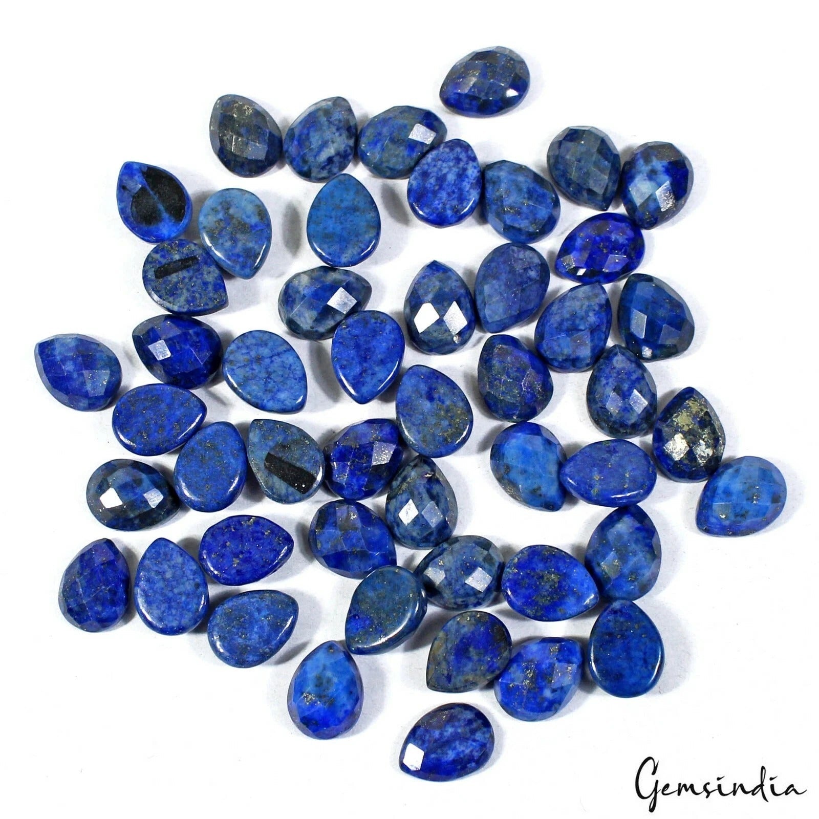 241.70 Ct Natural Blue Lapis Lazuli Pear Checker Cut Calibrated Loose Gems Lot