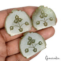 3 Pcs/33-35mm Natural Untreated Green Aventurine Fancy Carving Loose Gemstones
