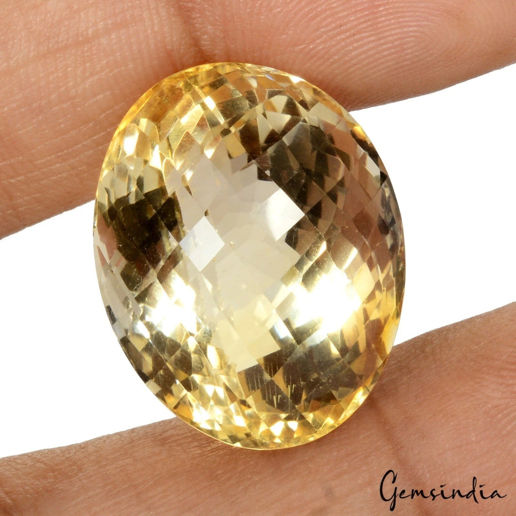 37.00 Ct VVS Natural Citrine AAA Golden Yellow Huge Oval Cut Gemstone 22x17x15mm