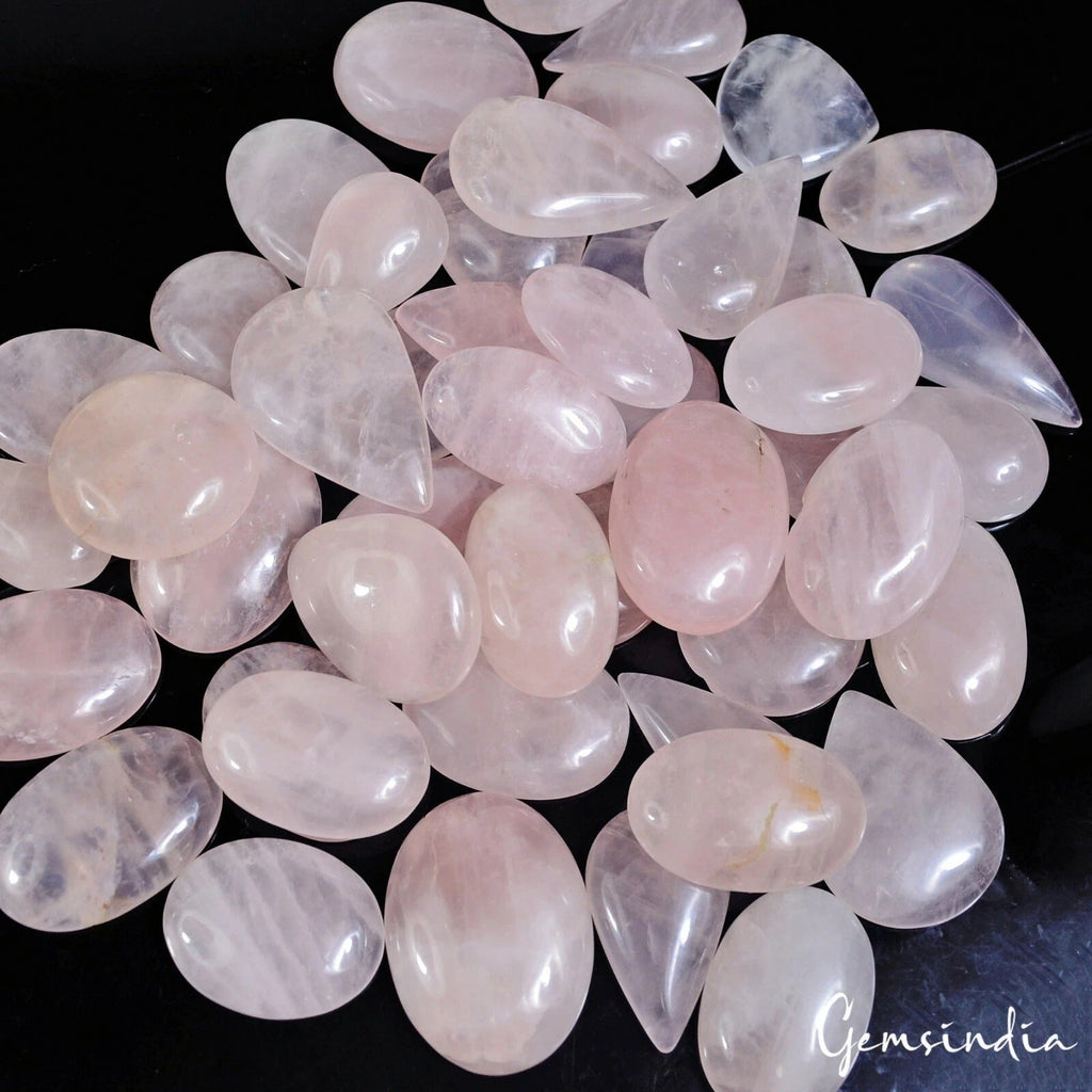 1500 Ct Natural Untreated Pink Rose Quartz Mix Cabochon Loose Gemstone Lot 48 Pc