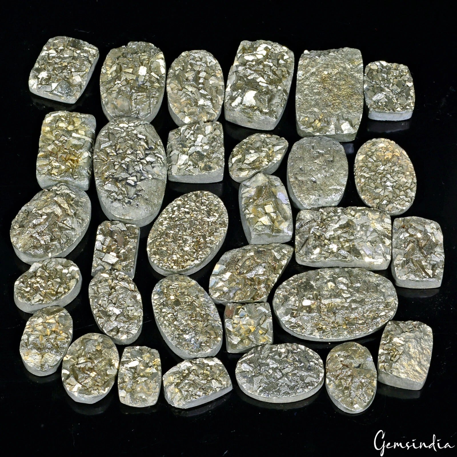 600 Cts/31 Pcs Natural Untreated Peru Apache Gold Pyrite Druzy Rough Gems Lot