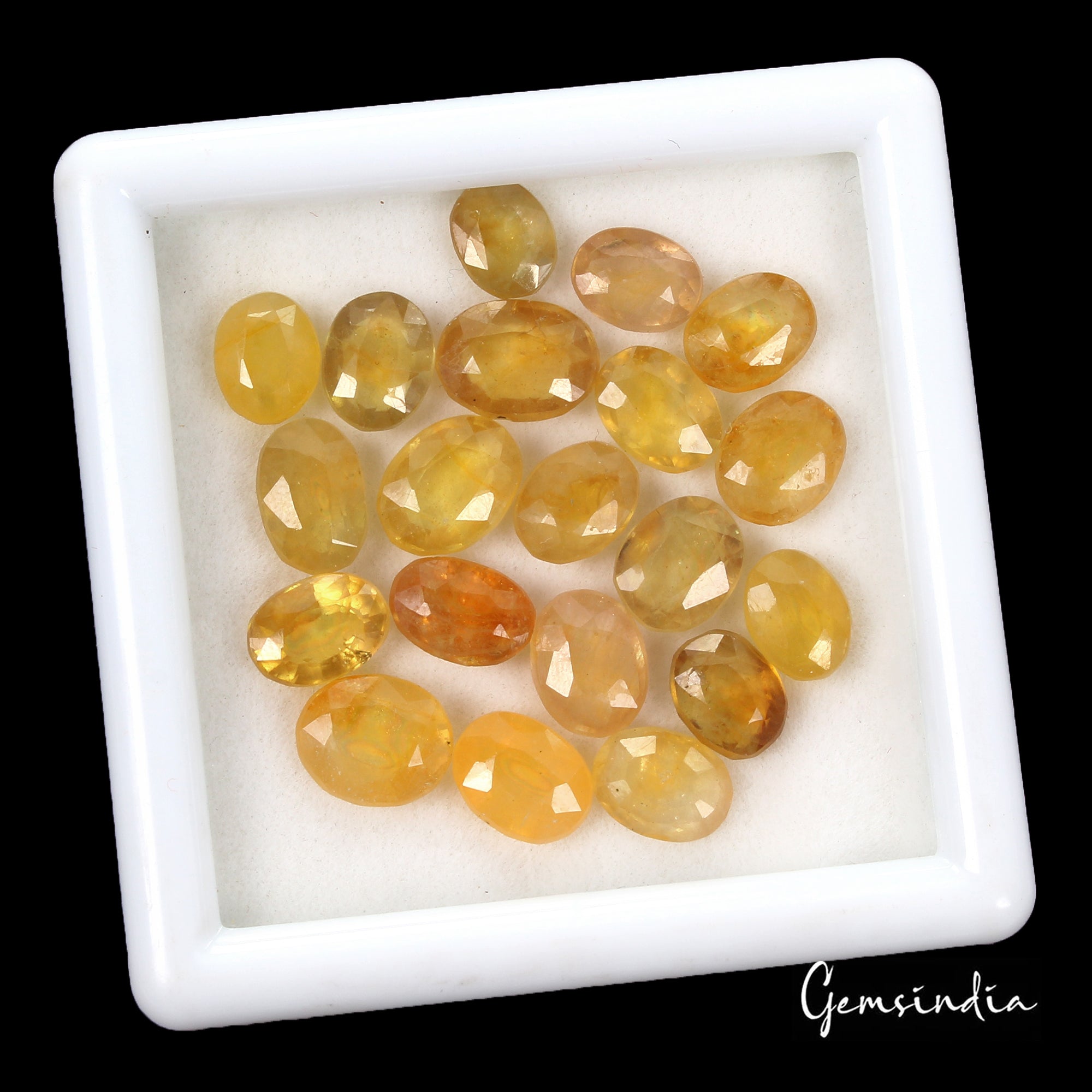Certified 40.50 Cts/20 Pcs Natural Ceylon Yellow Sapphire Oval Gems for Jewelry