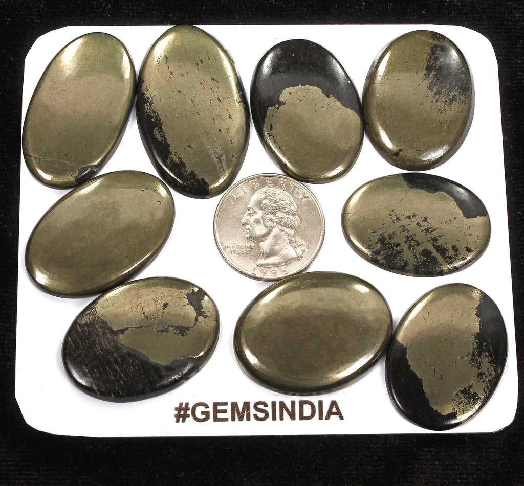 9 Pcs Natural Apache Gold Untreated 35mm-40mm Cabochon Huge Loose Gemstones Lot