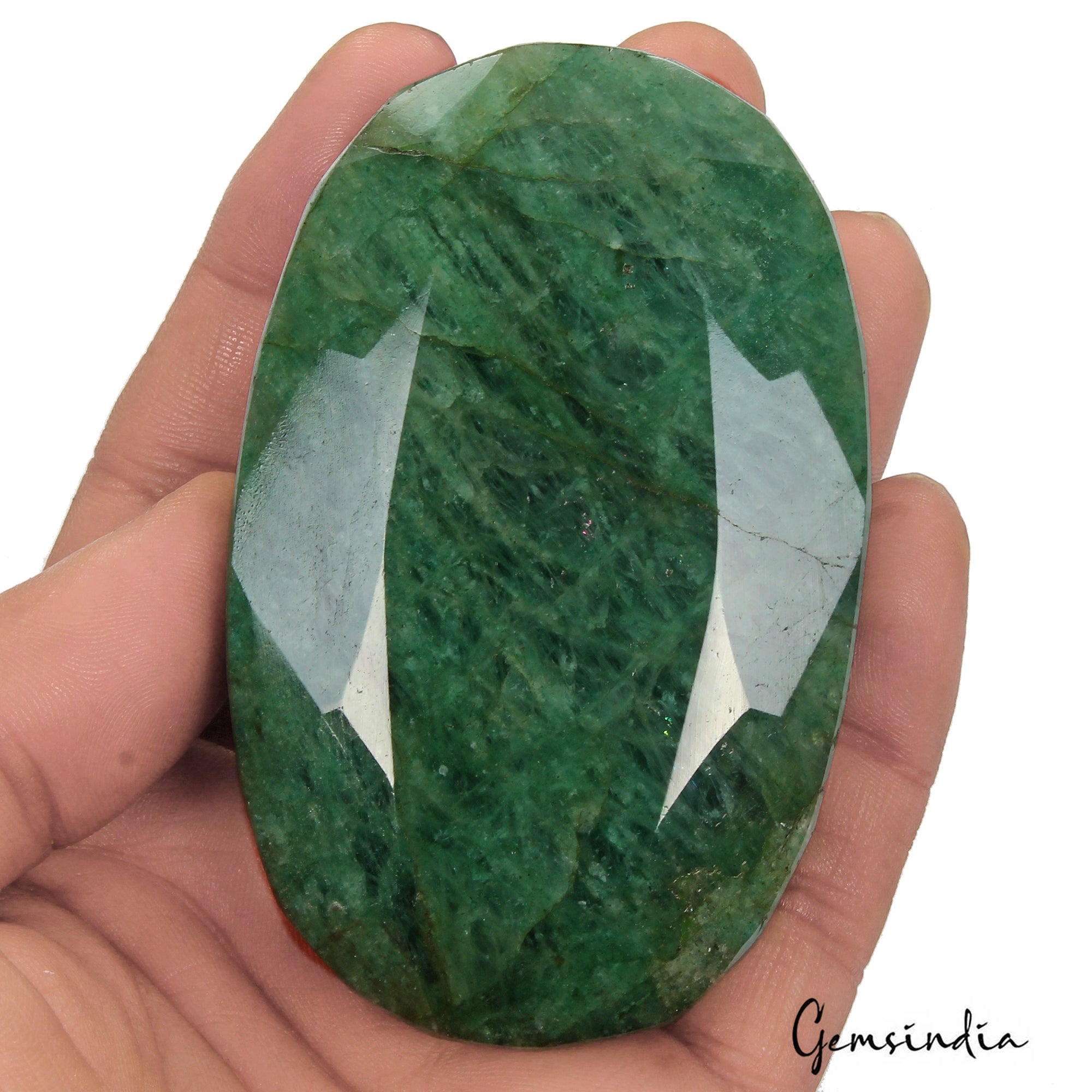 Brazilian Emerald Loose Gemstone, Color Enhanced, Green — 86 x 54 x 26mm, 1120 Ct, Brazil