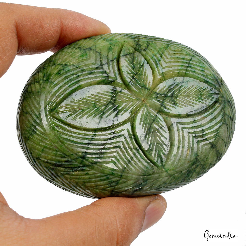 1720 Ct Certified Natural Emerald Stunning Green Huge Size Carved Loose Gemstone