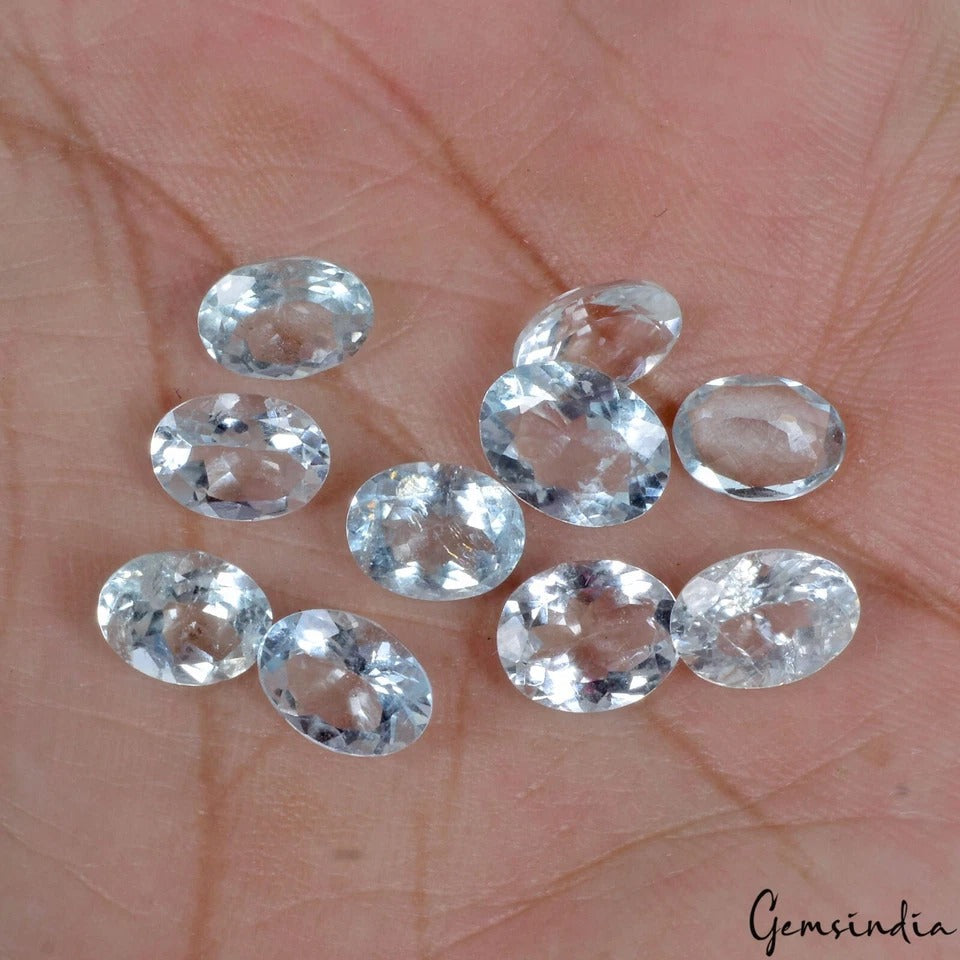 11.10 Ct Natural Blue Aquamarine Untreated 8mm*6mm Oval Cut Loose Jewelry Gems