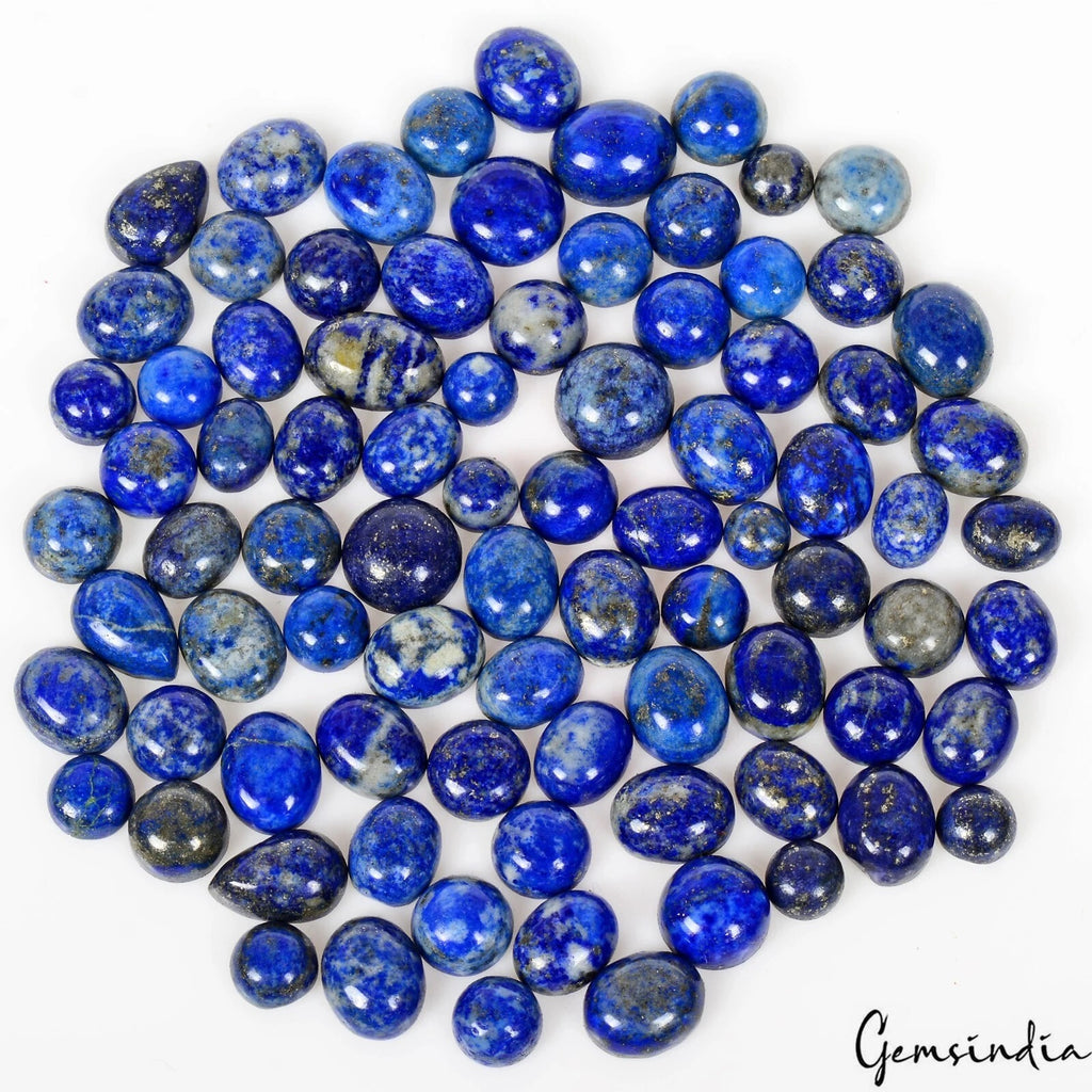 Lapis Lazuli Lot, Cabochon, Color Enhanced, Blue — 84 Pieces, 6mm to 13mm, 300 Ct, Afghanistan