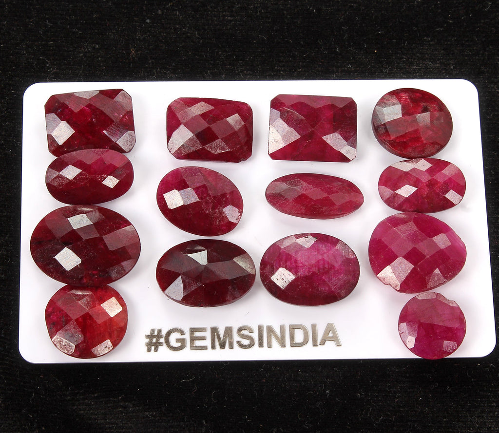 16 Pcs Certified Natural Red Ruby Mix Cut 12-20mm Loose Gemstones For Jewelry