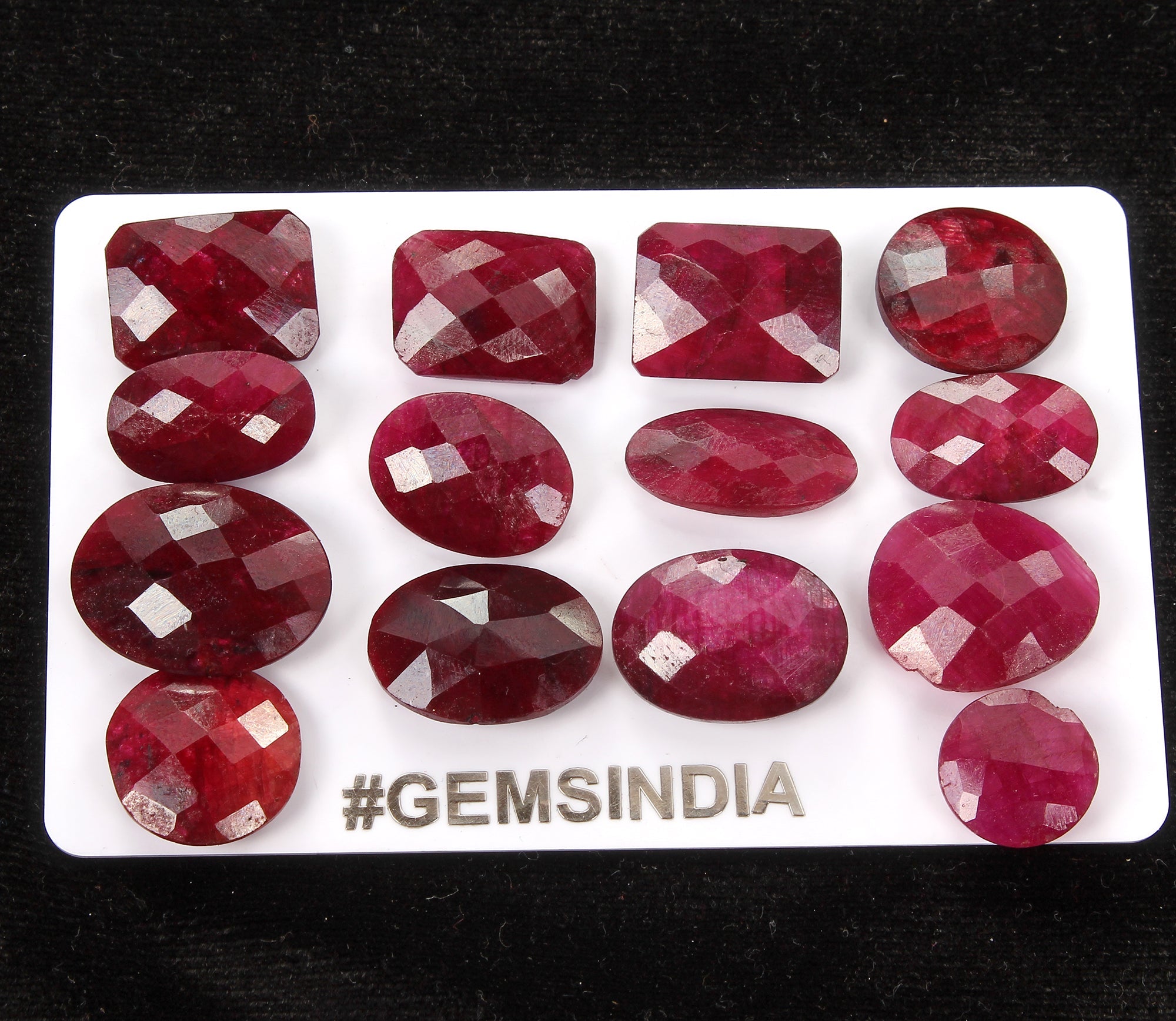 16 Pcs Certified Natural Red Ruby Mix Cut 12-20mm Loose Gemstones For Jewelry