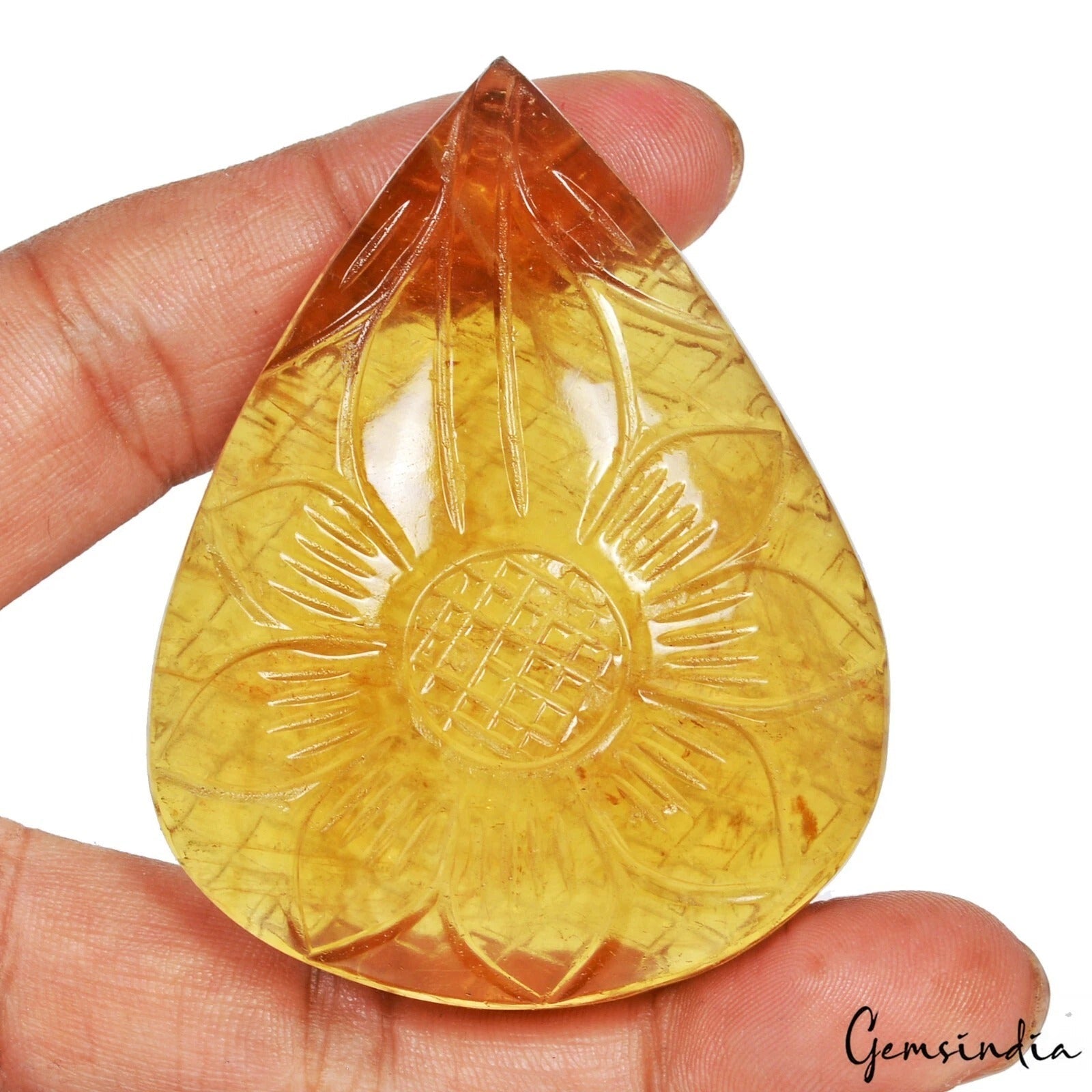 540 Ct Natural Yellow Fluorite Beautiful Floral Carving Loose Untreated Gemstone
