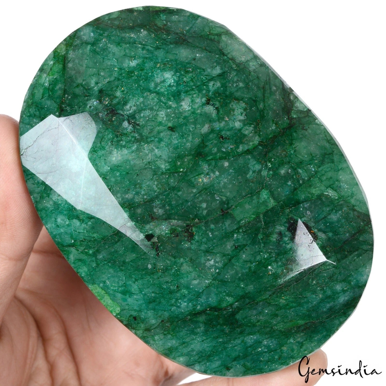 Emerald Loose Gemstone, Color Enhanced, Green — 111x73x43mm, 2590 Ct, Brazil