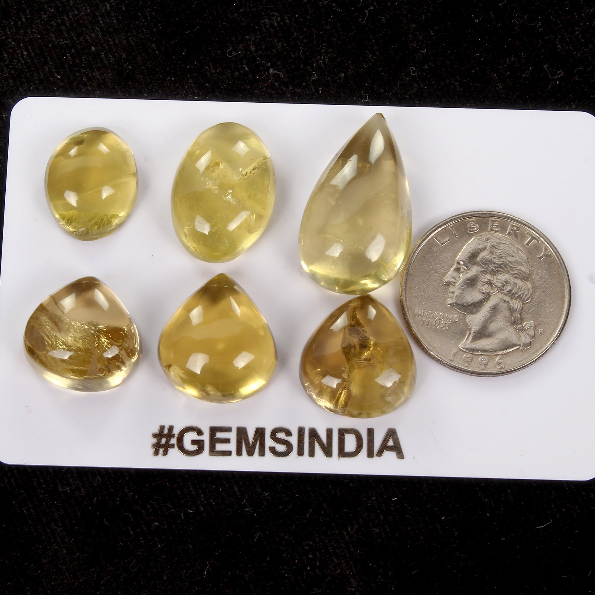 6 Pcs Natural Lemon Citrine Quartz Mix Cabochon Loose 16-26mm Gemstones ~125 Ct