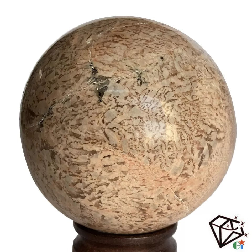 Moonstone Sphere, Peach — 3.1" in diameter, 550 Kg (2750 Ct)