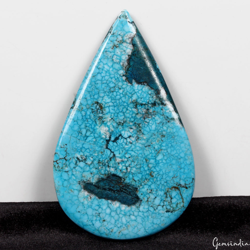 AAA 370CT Blue USA Arizona Turquoise Loose Pear Cabochon Huge Size Gemstone~94mm