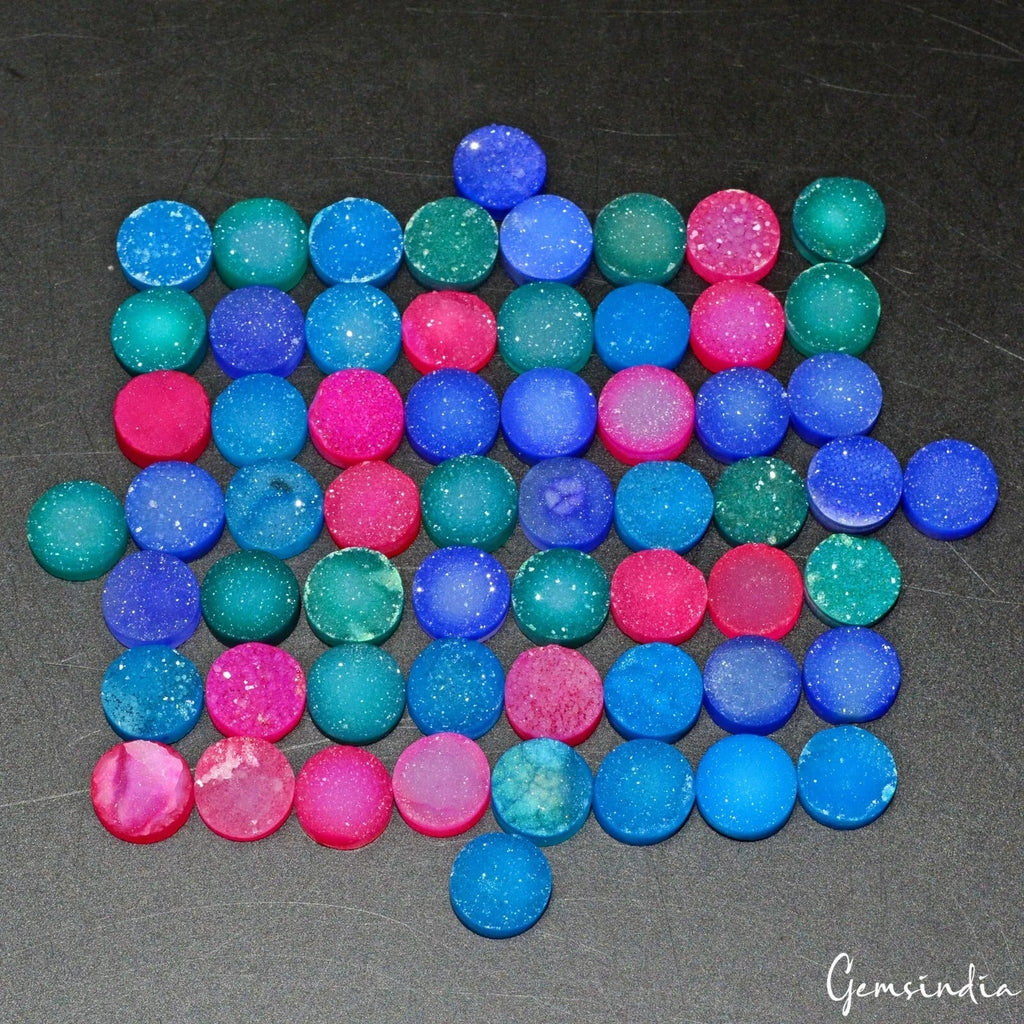 Multi Color Titanium Druzy Onyx Cabochon Lot 60 Pcs 240Ct Natural Gemstone~ Natu