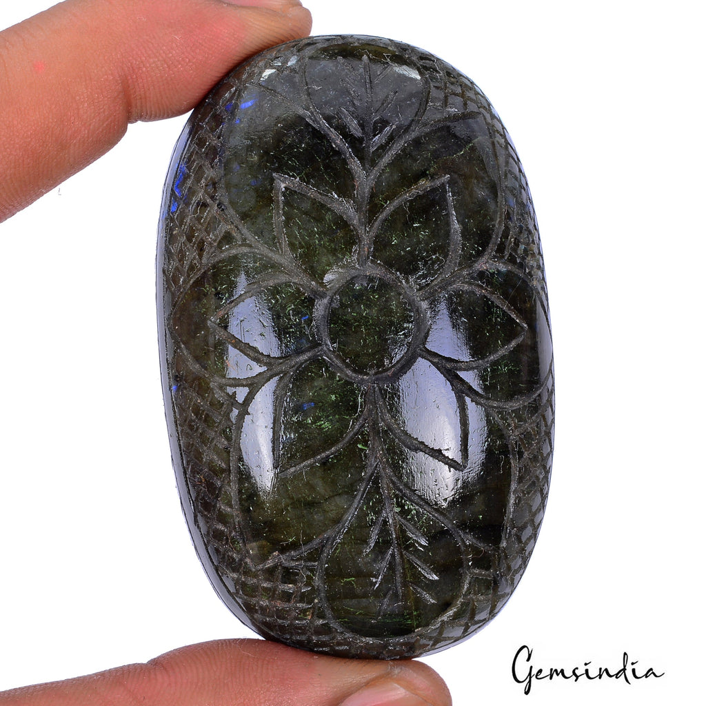 870 Ct Natural Untreated Blue Shine Labradorite Oval Carving Earth Mined Gems