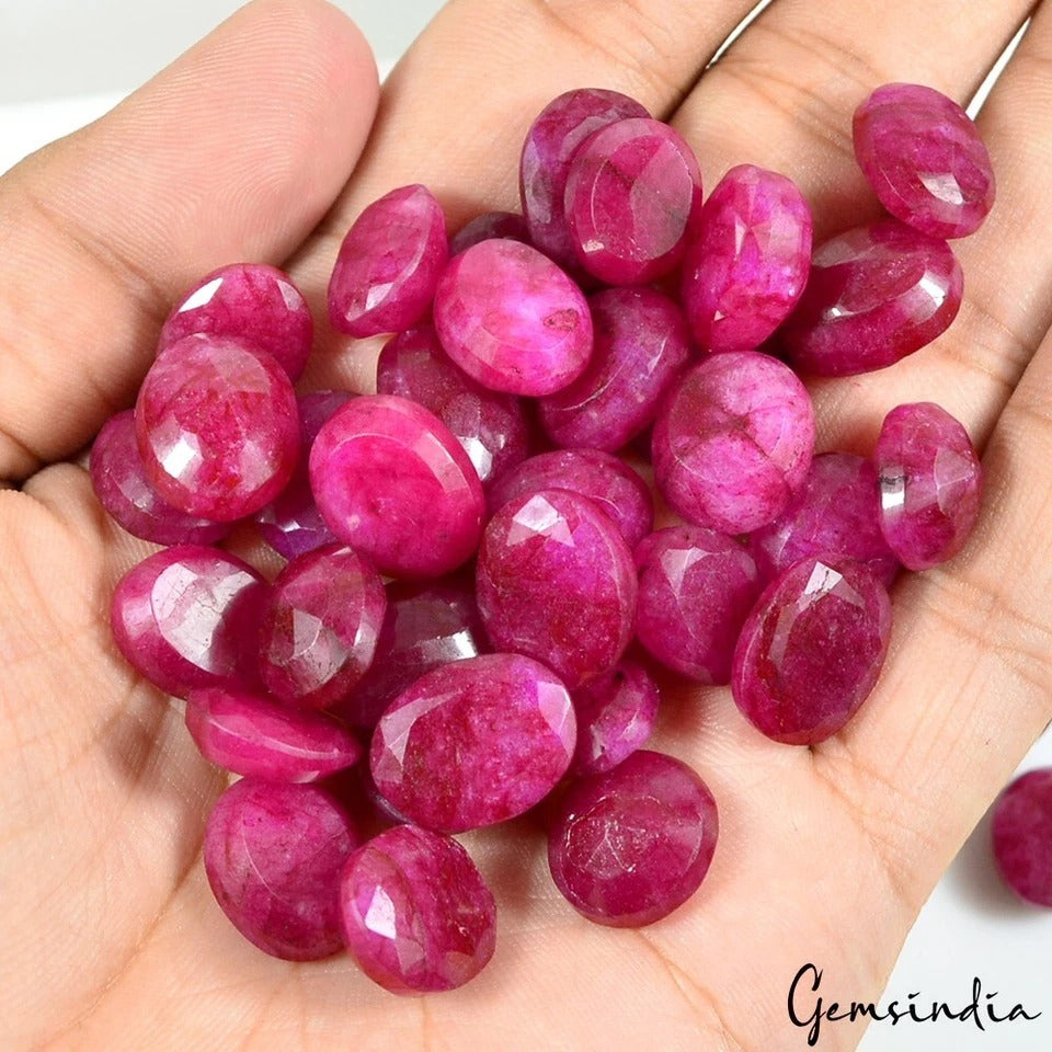 Bixbite Lot, Loose Gemstone, Color Enhanced, Red — 53 Pieces, 13mm to 16mm, 500 Ct