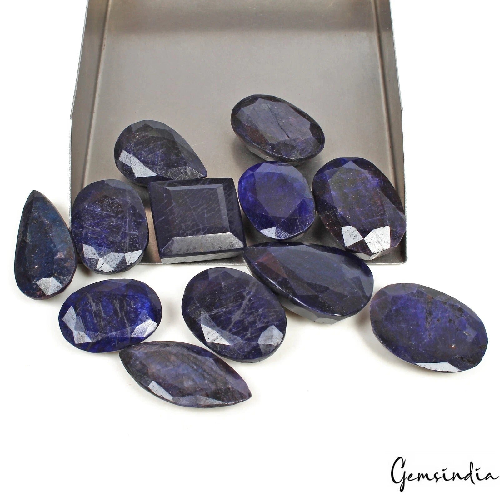 12 Pcs Natural Blue Sapphire Mix Cut Loose Madagascar 27-34mm Gemstones~ 720 Cts