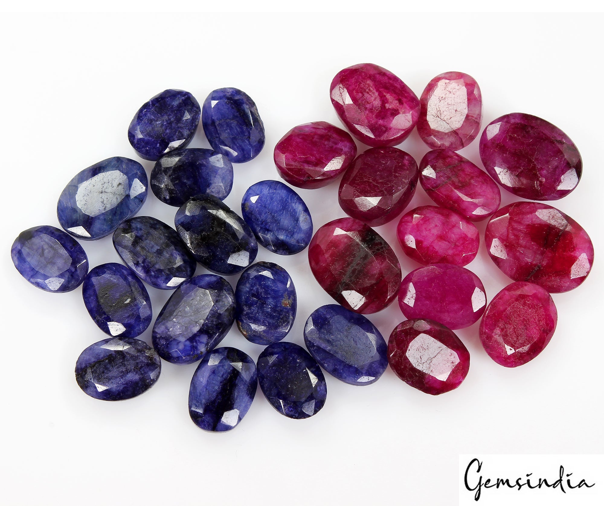 200 Ct/27 Pcs Natural Red Blue Beryl Oval Cut Loose Jewelry Making Gemstones Lot