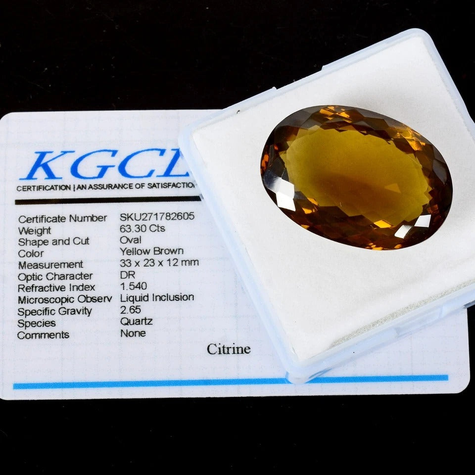 Citrine Loose Gemstone, Oval Faceted, Untreated — 33x23x12 mm, 63.30 Ct