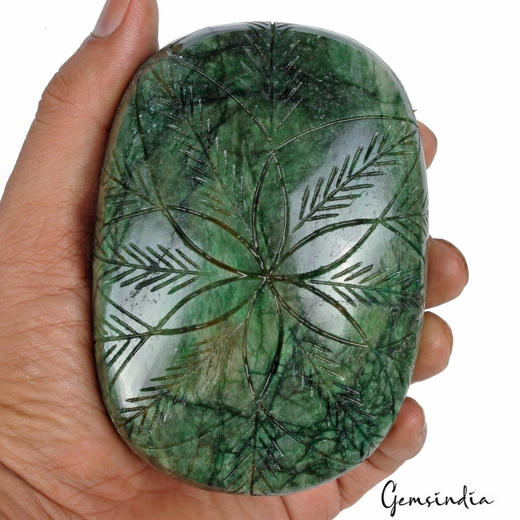 Certified 2450Ct Natural Brazilian Green Emerald Oval Shape Hand Carved Gemstone
