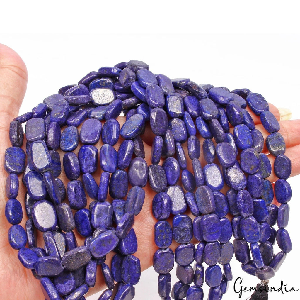 1070 Cts/5 Strands Natural Blue Lapis Lazuli Oval Cab Drill Bead Strand 22"Each
