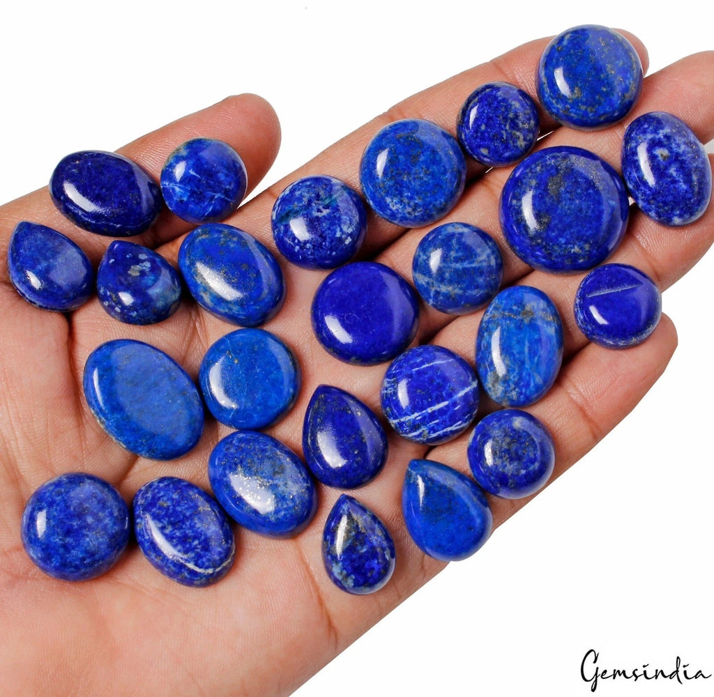 530 Cts/25 Pcs Natural Blue Lapis Lazuli Gold Pyrite Mix Cab Loose Gemstones Lot
