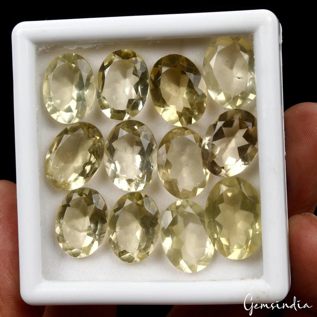 97.70 Ct Natural Untreated Lemon Quartz Citrine Oval Cut Faceted Loose Gems Lot