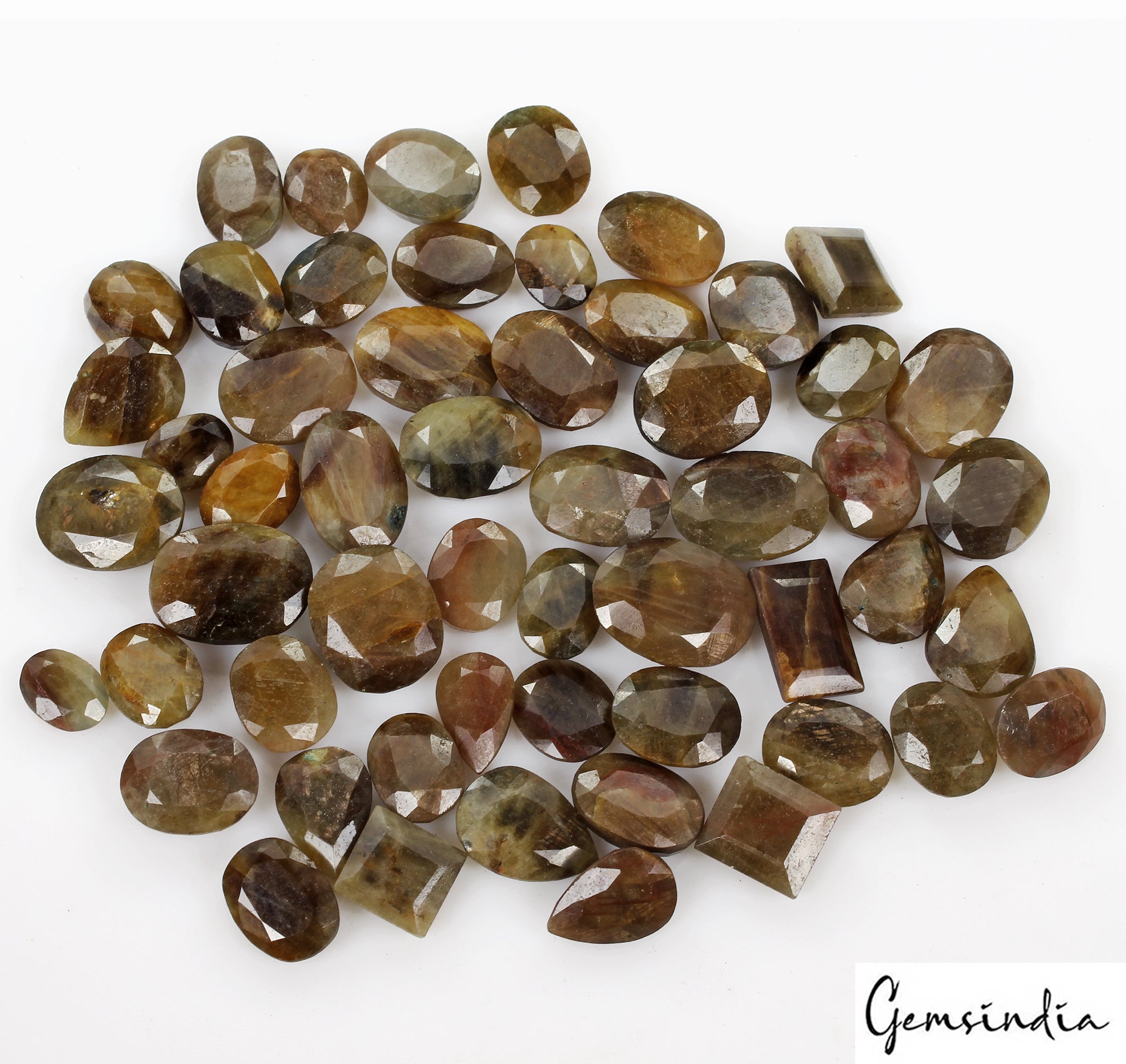 560Ct 100% Natural Yellow Brown Sapphire Untreated Mix Cut Loose Gemstones 55 Pc